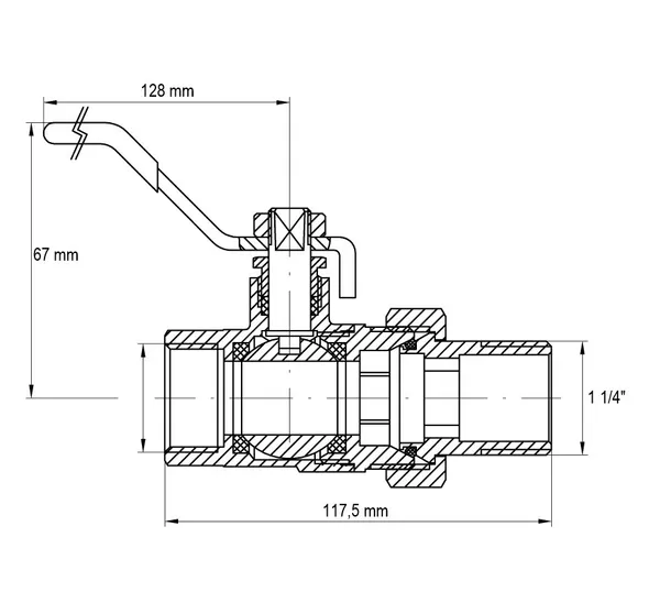 Кран з американкою 1-1/4" ручка ВАЖІЛЬ (Koer KR.229) (KR0150)
