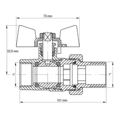 Кран з американкою 1" (Koer KR.227.W) білий (KR0098)