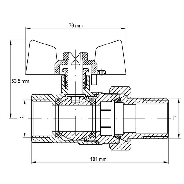 Кран з американкою 1" (Koer KR.227.W) білий (KR0098)