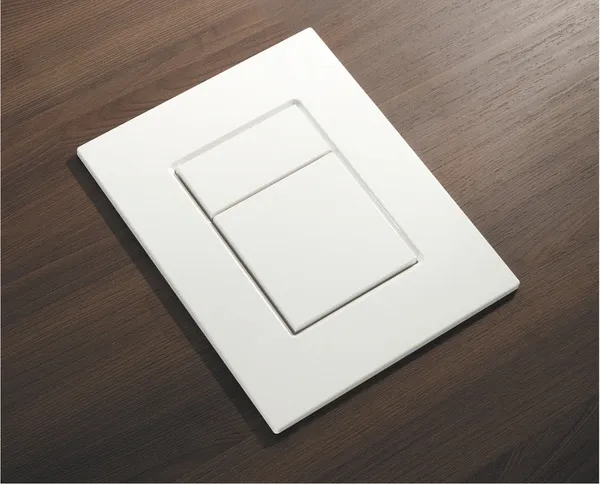 Панель змиву Koer KT-0607-03 157x198x10mm пластикова, кнопка квадратна (колір білий) (KR5714)