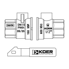 Кран кульовий ГШВ Koer Extreme KE.215-15 - 1/2" FM ручка "важіль" червона (KR5750)