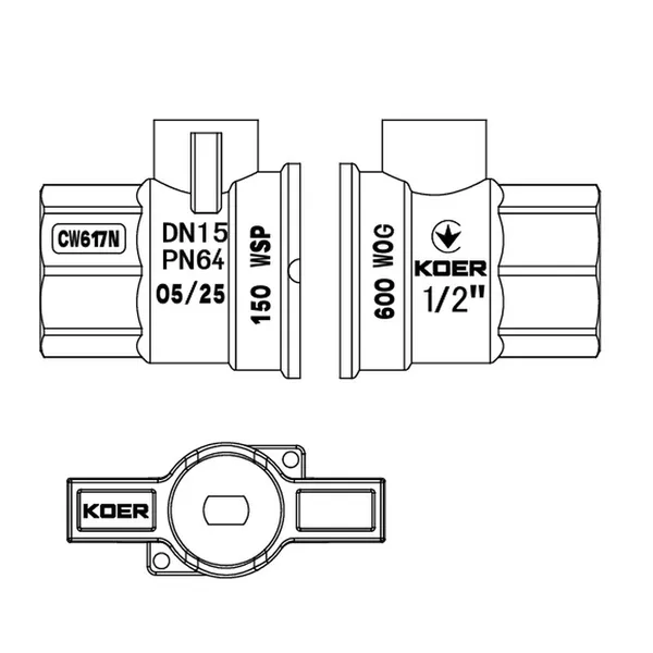Кран з американкою Koer Extreme KE.227-15 - 1/2" ручка "метелик" червона (KR5765)