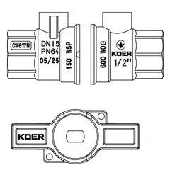 Кран кульовий ГГМ Koer Extreme KE.217-15 - 1/2" FF  ручка "метелик" червона (KR5756)