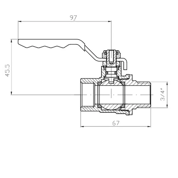 Кран кульовий ГШВ Koer Extreme KE.215-20 - 3/4" FM ручка "важіль" червона (KR5751)