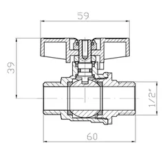 Кран кульовий ШШМ Koer Extreme KE.219-15 - 1/2" MM ручка "метелик" червона (KR5762)