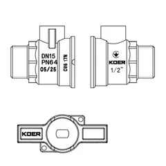 Кран кульовий ШШМ Koer Extreme KE.219-15 - 1/2" MM ручка "метелик" червона (KR5762)
