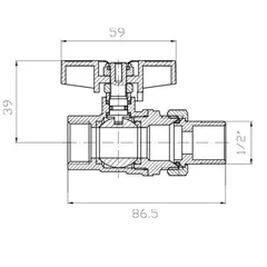 Кран з американкою Koer Extreme KE.227-15 - 1/2" ручка "метелик" червона (KR5765)