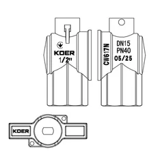 Кран з американкою кутовий Koer Extreme KE.228-15 - 1/2" ручка "метелик" червона (KR5763)