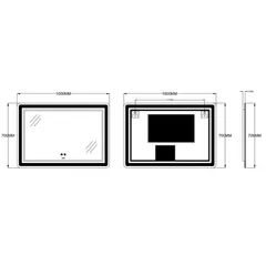 Дзеркало Zerix Mirra MR05-100x70 з LED Touch, Anti-fog, димером, регулятором яскравості (ZX6060)