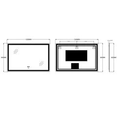 Дзеркало Zerix Mirra MR05-120x80 з LED Touch, Anti-fog, димером, регулятором яскравості (ZX6061)