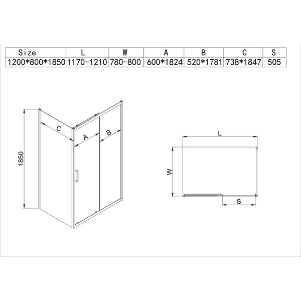 Душова кабіна без піддону Mixxus HARD SC01-120x80x185-TR CHROME прозоре скло 5мм NEW (MI8369)