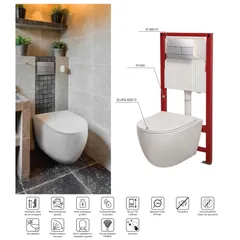 Комплект: Mixxus Premium Ellipse-SET-2102 Унітаз система змиву Tornado 3.0+ Інсталяція Koer KT-0404 + панель KT-0604-01 Chrome