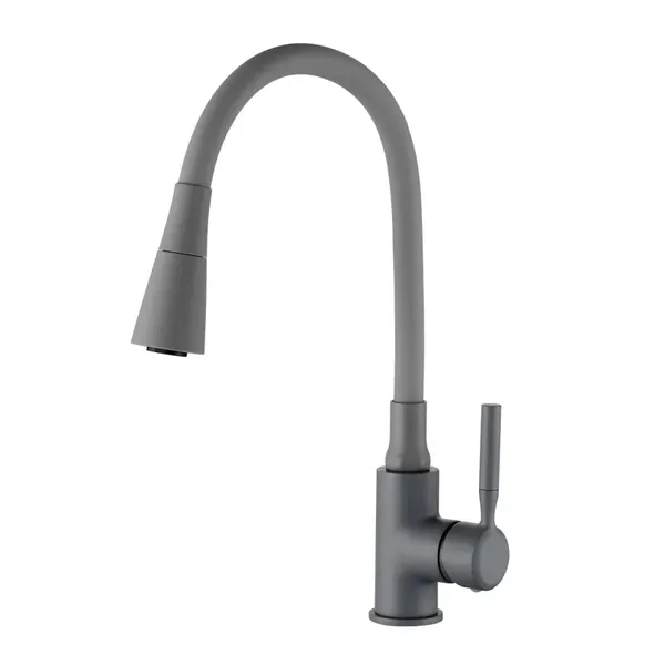 Змішувач для кухні Zerix Atrium-011-T Graphite Refl.Gray (Колір графіт+силік.вилив сірий) (ZX6107)