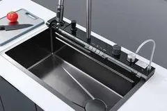 Мийка багатофункціональна Zerix ZH7546-SET-05 Decor Graphite з вбудованим змішувачем з нерж.сталі (ZM5592)