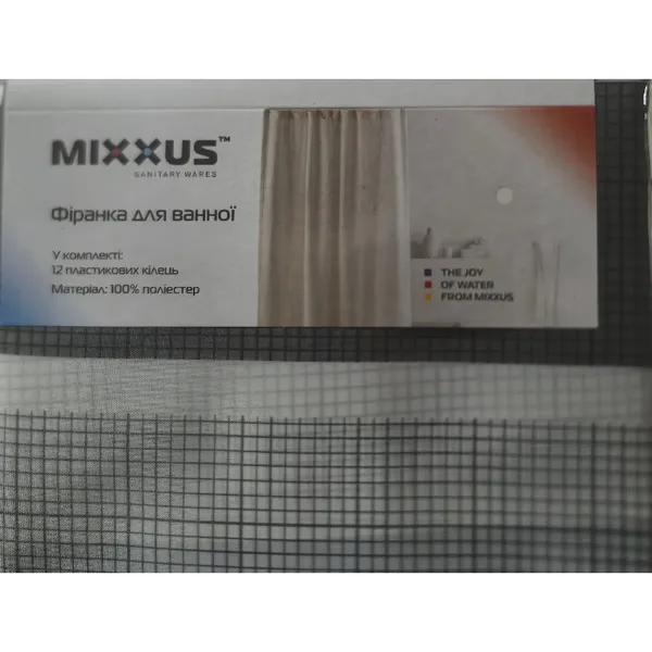 Шторка для ванної Mixxus SCT-017-180x180 з поліестеру (Візерунок "Смужка" біло-чорна) (AC3587)