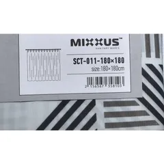 Шторка для ванної Mixxus SCT-011-180x180 з поліестеру (Візерунок "Ромби" сіро-білий) (AC3581)