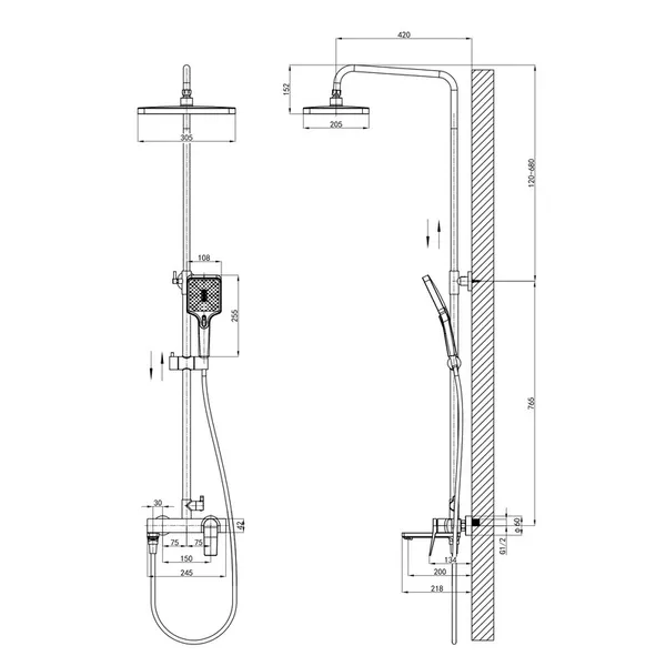 Душова колона зі змішувачем Mixxus Premium Degas 009-J (MI8250)