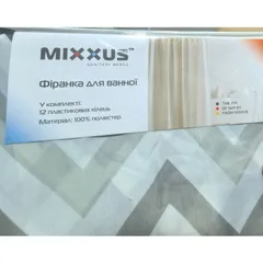 Шторка для ванної Mixxus SCT-013-180x180 з поліестеру (Візерунок "Зигзаг" біло-чорний) (AC3583)