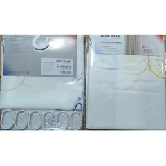 Шторка для ванної Mixxus SCT-008-200x180 з поліестеру (Візерунок "Морський" біло-сірий) (AC3578)
