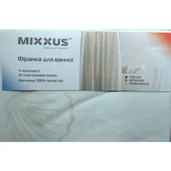 Шторка для ванної Mixxus SCT-008-200x180 з поліестеру (Візерунок "Морський" біло-сірий) (AC3578)