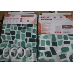 Шторка для ванної Zerix SCP-010-180x180 з PEVA (поліетиленвінілацетату) (Візерунок "Бризки" зелені) (ZX6083)