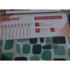 Шторка для ванної Zerix SCP-010-180x180 з PEVA (поліетиленвінілацетату) (Візерунок "Бризки" зелені) (ZX6083)