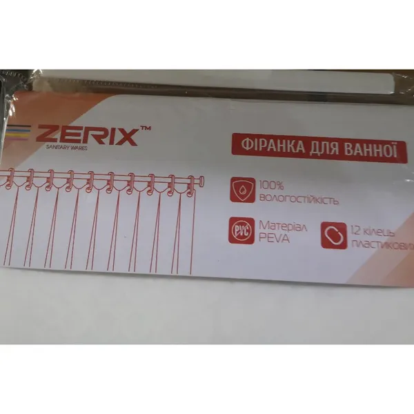 Шторка для ванної Zerix SCP-021-180x180 з PEVA (поліетиленвінілацетату) (Колір білий 3-Д) (ZX6094)