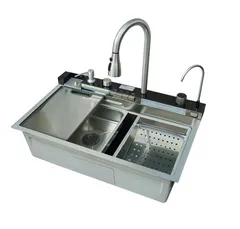 Мийка багатофункціональна Mixxus MH7546-SET-06 Decor SS Color з вбудованим змішувачем з нерж. сталі (MI8465)