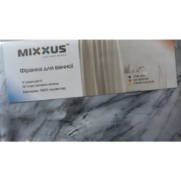 Шторка для ванної Mixxus SCT-009-180x180 з поліестеру (Візерунок "Мармур") (AC3579)