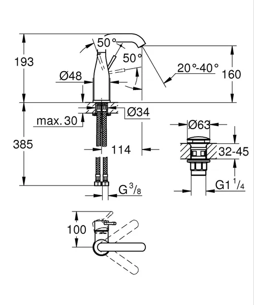 Змішувач для раковини Grohe Essence New (24181001)