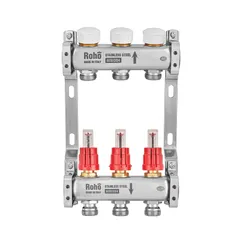 Колектор з витратоміром та термостатичними клапанами Roho R804-03M - 1"х 3 вих. (RO1028)