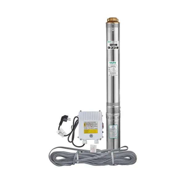 Насос свердловинний відцентровий Taifu 4STM 8/17+2M +пульт Н=107м, Q=10,8м3, P=2200Вт, каб.2м, 1,5" (TF3401)