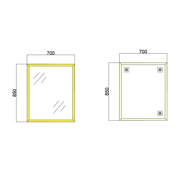 Дзеркало настінне Zerix FONTE MRZ09-60x85-Reverse GOLD прямокутне в золотій рамі (ZX6211)