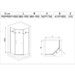 Душова кабіна з низьким піддоном Mixxus LINES SCT01-90x90x198-TR Graphite NEW прозоре скло 6мм (MI8429)