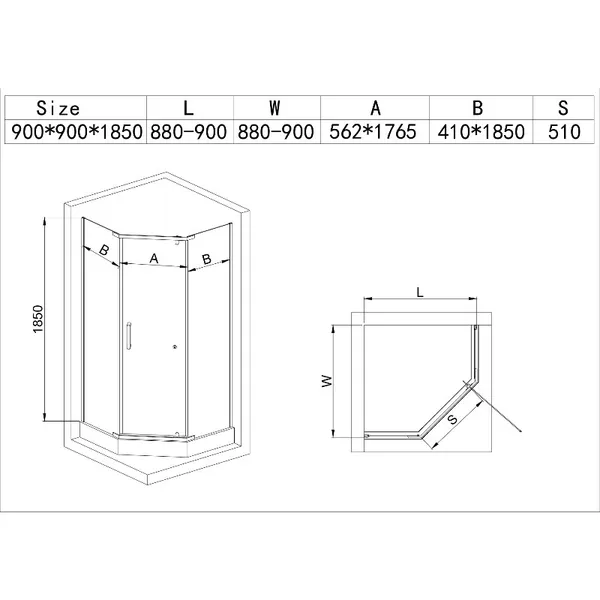Душова кабіна з низьким піддоном Mixxus LINES SCT01-90x90x198-TR Graphite NEW прозоре скло 6мм (MI8429)