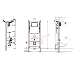 Інсталяція для підвісного унітазу Koer KT-0408 500x165x1125mm (без панелі змиву) (KR6119)