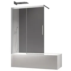 Шторки скляні на ванну розсувні Koer SR BS06-120x150-TR-01 прозоре скло Easy Clean 6мм, хром (KR5945)
