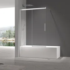 Шторки скляні на ванну розсувні Koer SR BS06-120x150-TR-01 прозоре скло Easy Clean 6мм, хром (KR5945)