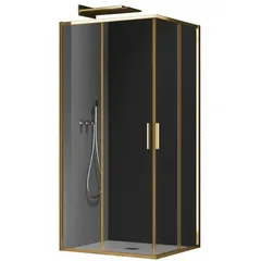 Душова кабіна без піддону Koer SR SC10-90x90x195-TR-12 прозоре скло Easy Clean 6мм, матове золото (KR5943)