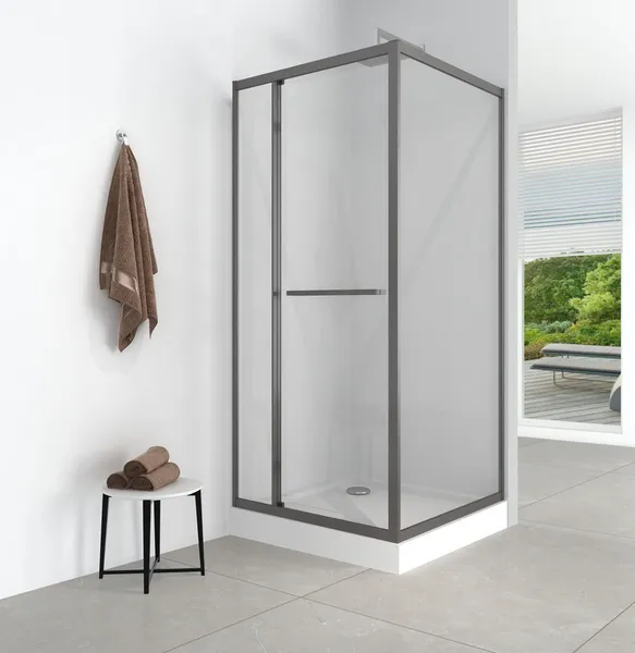Душова кабіна з низьким піддоном Mixxus Style SCT01-90x90x200-TR Graphite прозоре скло 6мм (MI8432)