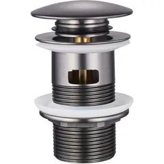 Донний клапан для раковини з переливом Zerix BV-09 GRAY 1 1/4" автоматичний Click-Clack (Колір графіт) (MY0415)