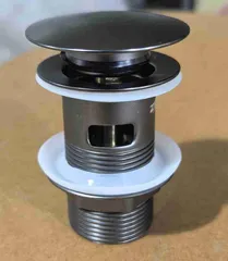 Донний клапан для раковини з переливом Zerix BV-09 GRAY 1 1/4" автоматичний Click-Clack (Колір графіт) (MY0415)
