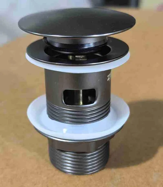 Донний клапан для раковини з переливом Zerix BV-09 GRAY 1 1/4" автоматичний Click-Clack (Колір графіт) (MY0415)