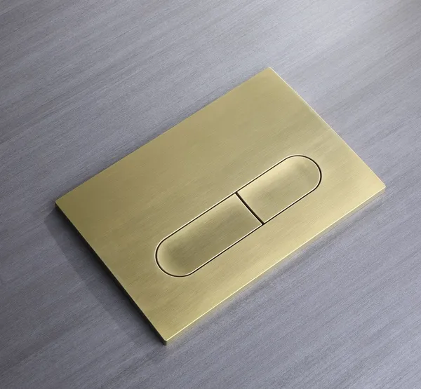 Панель змиву Koer KT-0608-12 240x160x10mm пластикова, кнопка закруглена (колір матове золото) (KR6126)