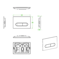 Панель змиву Koer KT-0608-01 240x160x10mm пластикова, кнопка закруглена (колір хром) (KR6124)