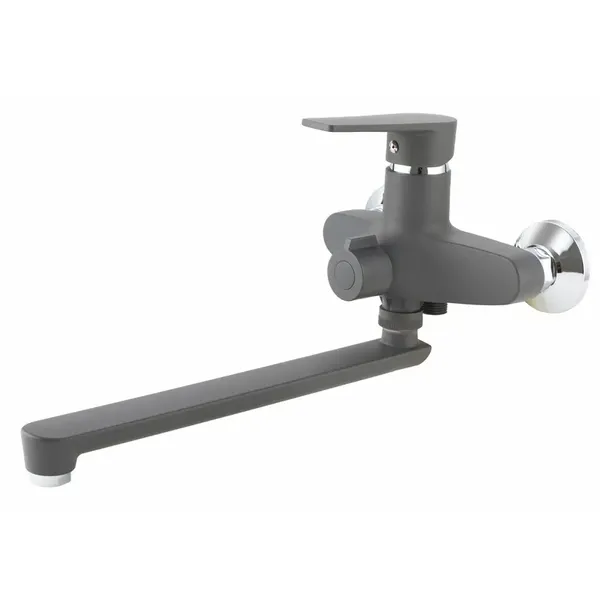 Змішувач для ванни Plamix Oscar-006 Euro SET Graphite (з шлангом, лійкою та кронш.) (Колір графіт) (PM6098)