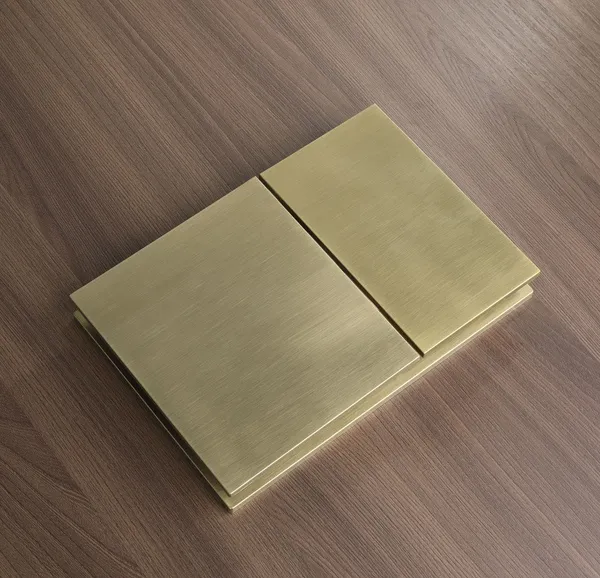 Панель змиву Koer KT-0610-12 240x160x32mmmm пластикова, кнопка квадратна (колір матове золото) (KR6137)