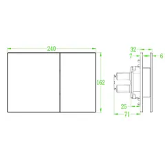 Панель змиву Koer KT-0610-12 240x160x32mmmm пластикова, кнопка квадратна (колір матове золото) (KR6137)