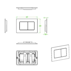 Панель змиву Koer KT-0612-07 240x160x10mm з нержавіючої сталі, кнопка квадр. (колір графіт) (KR6122)