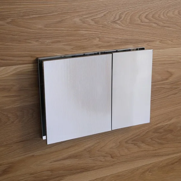 Панель змиву Koer KT-0610-STR-01 240x160x32mmmm пластикова, кнопка квадратна (колір хром з лінійною структурою) (KR6147)